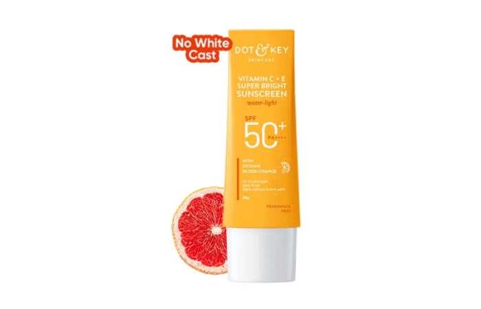 Dot & Key Vitamin C + E Face Sunscreen SPF 50 PA+++ For Glowing Skin, 100% No White Cast (50g)